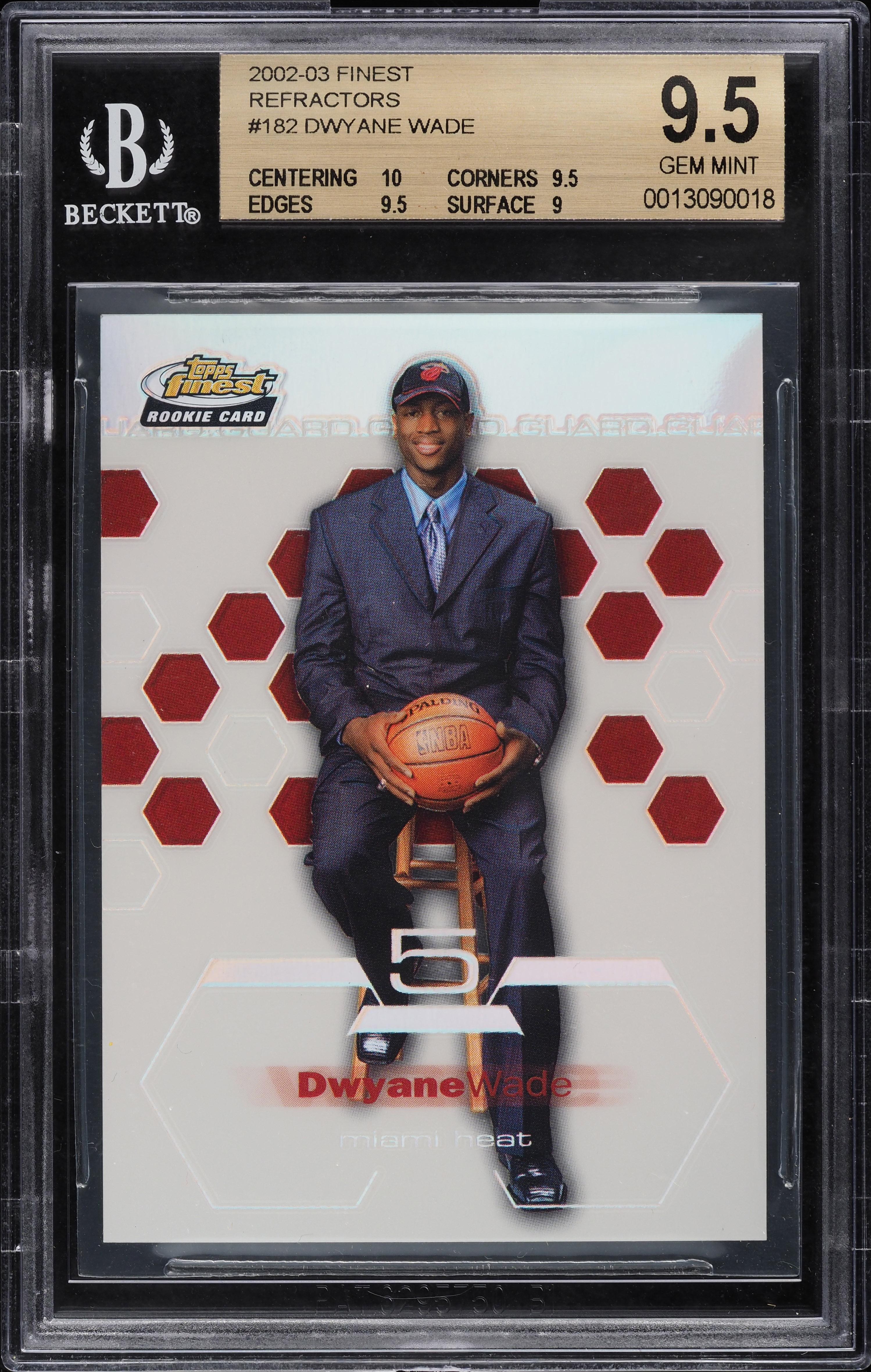 2002 Finest Refractor Dwyane Wade ROOKIE /250 #182 BGS 9.5 GEM