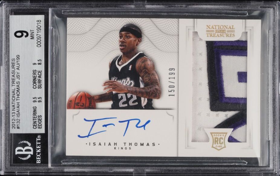 2012 National Treasures Isaiah Thomas ROOKIE PATCH AUTO /199 #132 BGS 9 MINT