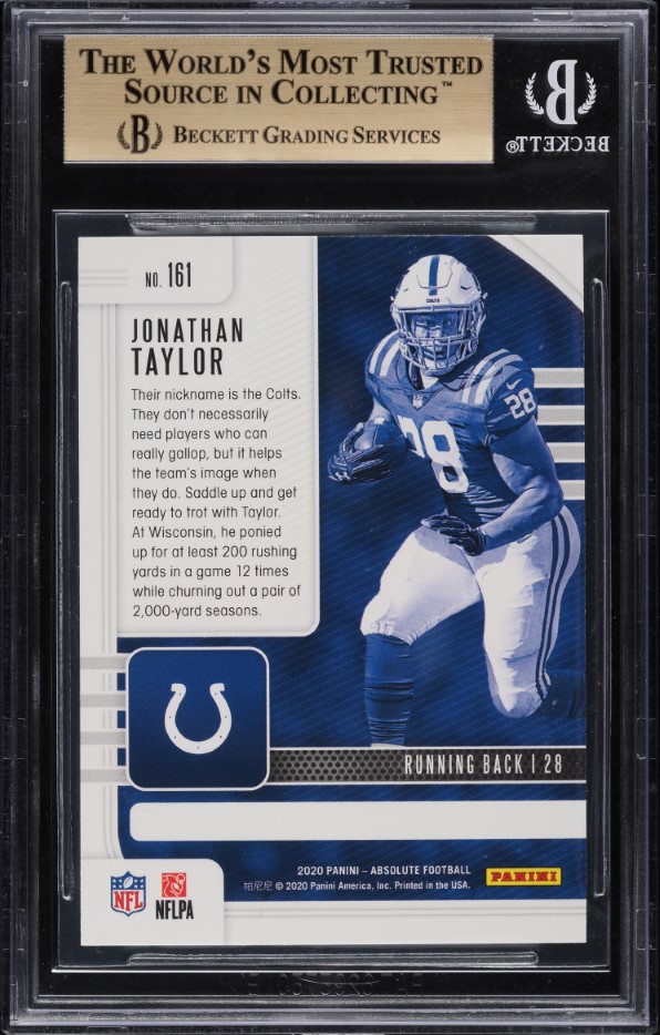 2020 Absolute Jonathan Taylor ROOKIE #161 BGS 9.5 GEM MINT
