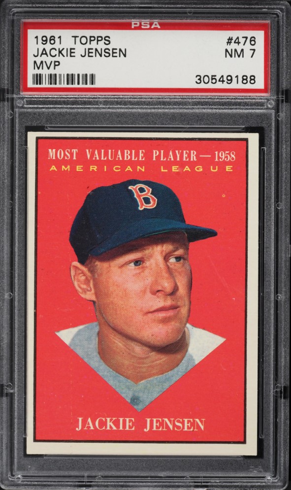 1961 Topps Jackie Jensen MVP #476 PSA 7 NRMT