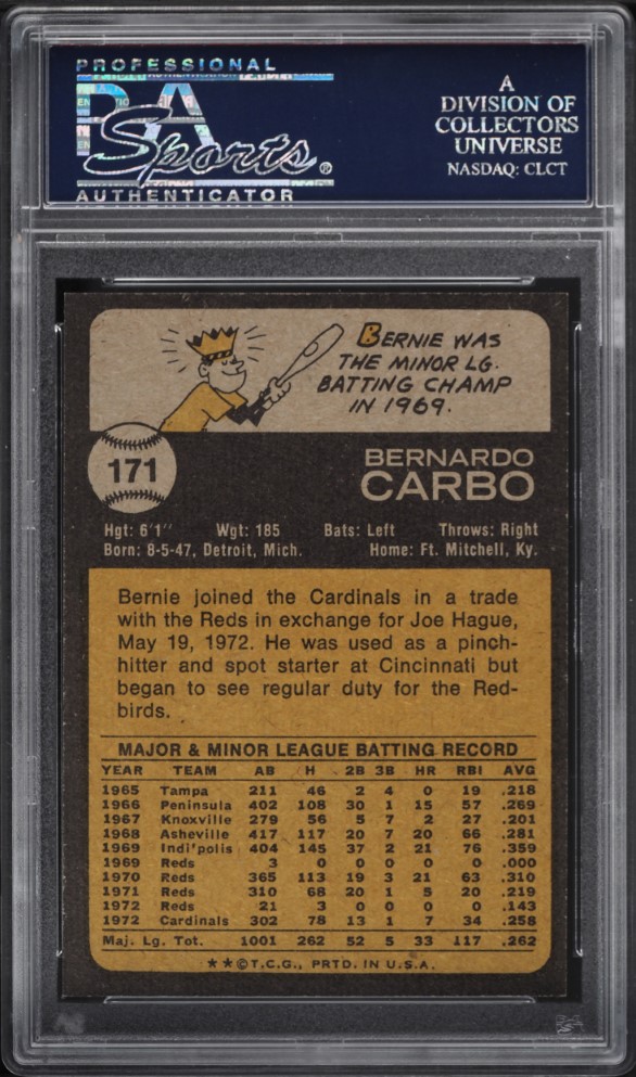 1973 Topps Bernie Carbo #171 PSA 9 MINT