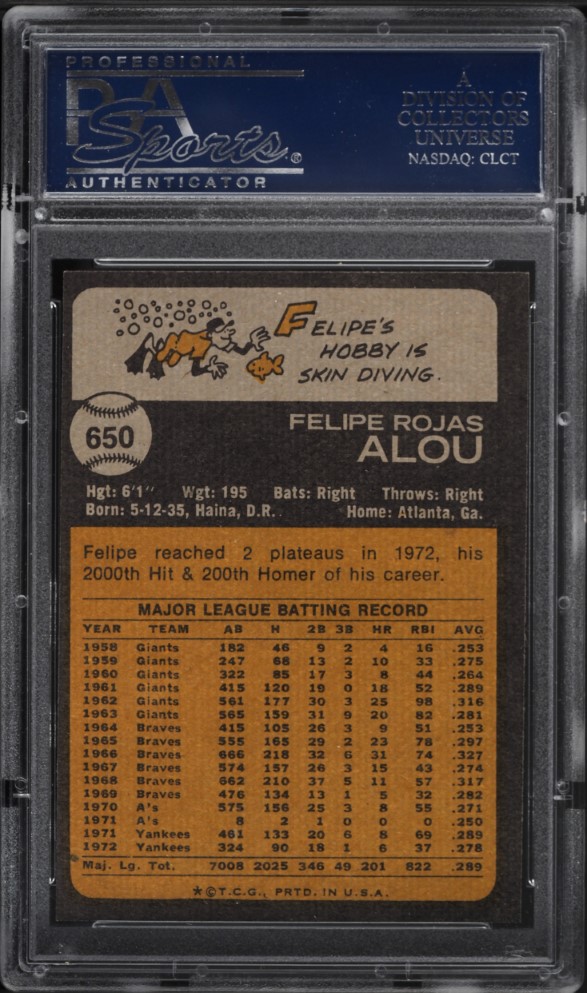 1973 Topps Felipe Alou #650 PSA 9 MINT