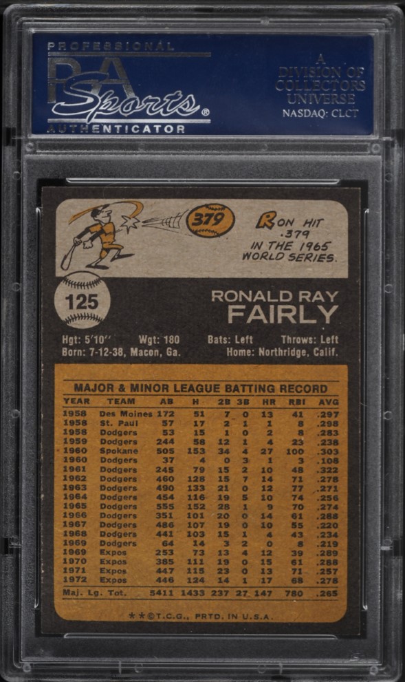 1973 Topps Ron Fairly #125 PSA 9 MINT