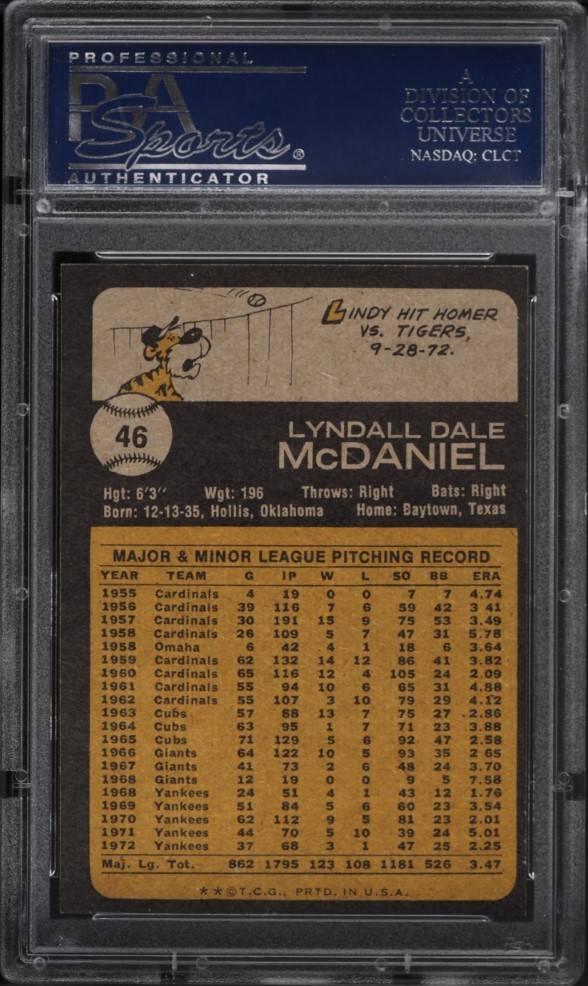 1973 Topps Lindy McDaniel #46 PSA 9 MINT