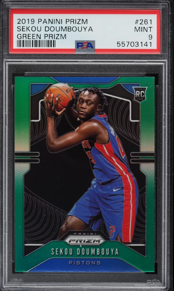 2019 Panini Prizm Green Prizms Sekou Doumbouya ROOKIE #261 PSA 9 MINT