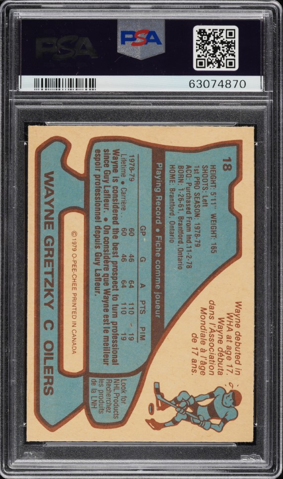 1979 O-Pee-Chee Hockey Wayne Gretzky ROOKIE #18 PSA 6 EXMT