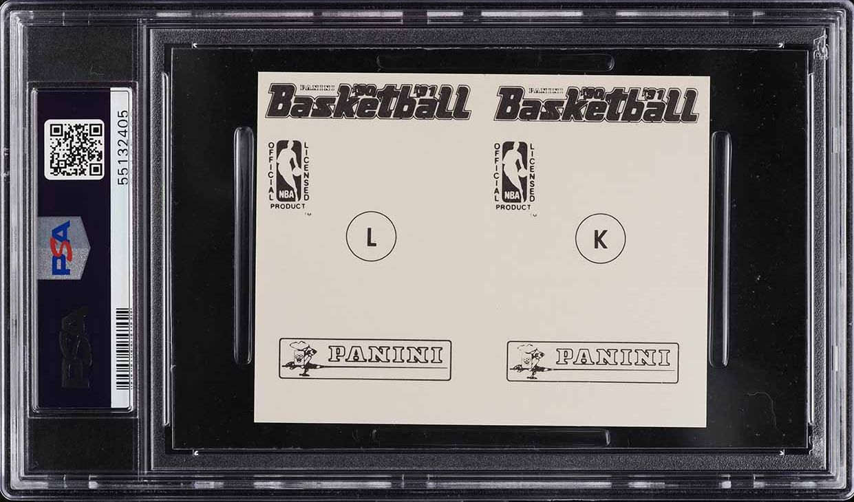 1990 Panini Sticker Panel Michael Jordan & Larry Bird PSA 9 MINT