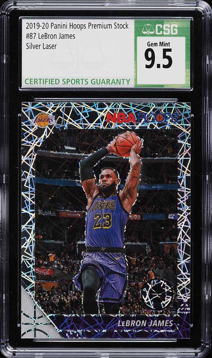 2019 Hoops Premium Stock Silver Laser LeBron James #87 CSG 9.5 GEM MINT