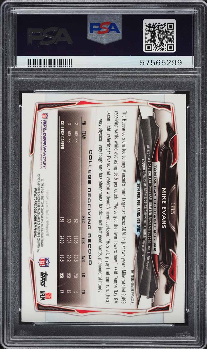 2014 Topps Chrome Refractor Mike Evans ROOKIE #185 PSA 8 NM-MT