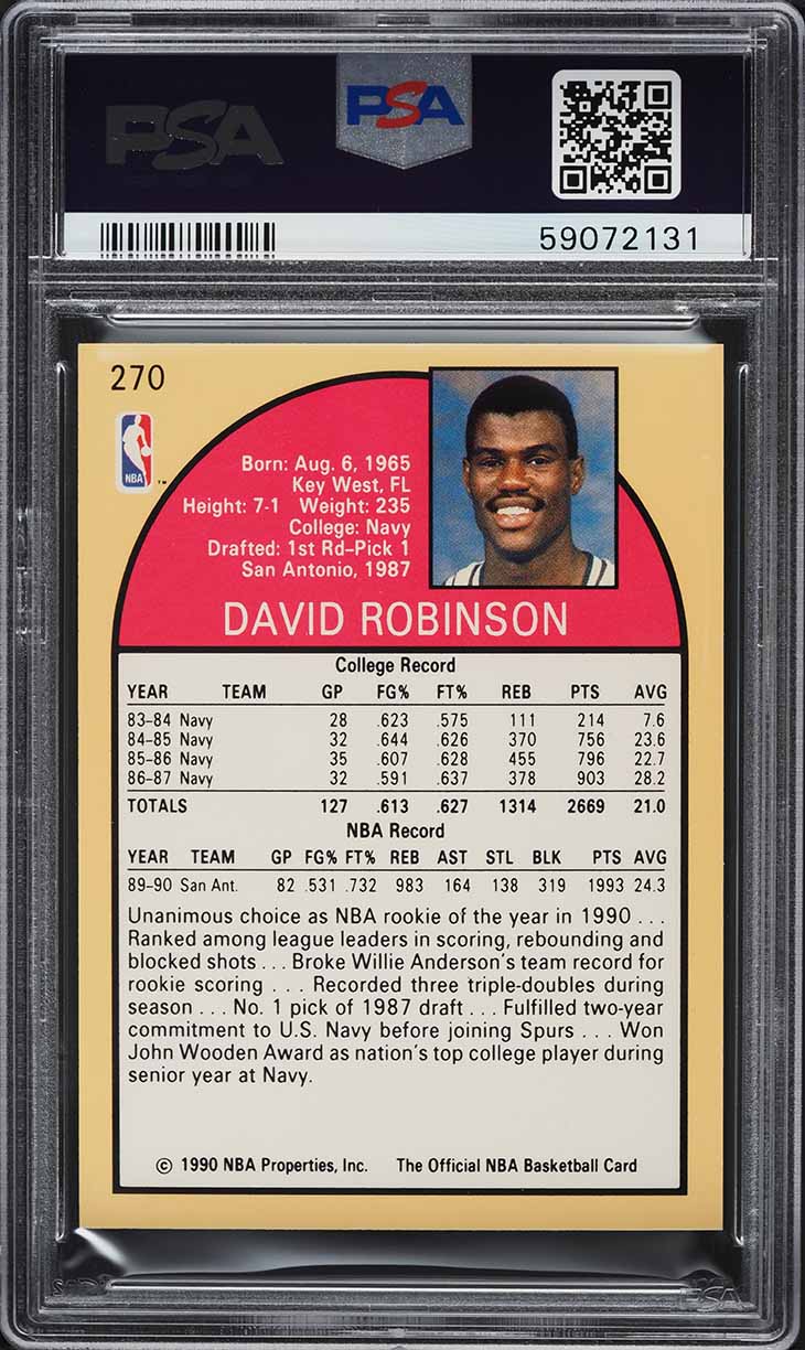 1990 Hoops David Robinson ROOKIE #270 PSA 7 NRMT