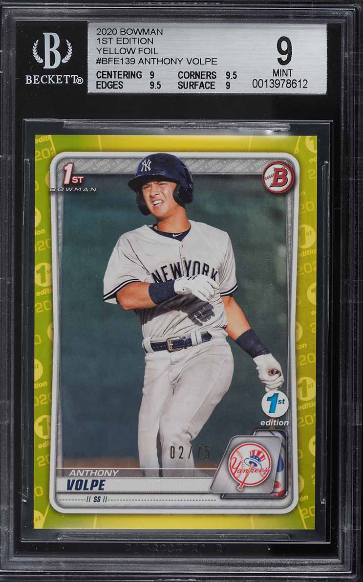 2020 Bowman 1st Edition Yellow Foil Anthony Volpe ROOKIE /75 #BFE