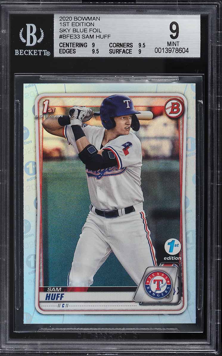 2020 Bowman 1st Edition Sky Blue Foil Sam Huff ROOKIE #BFE-33 BGS 9 MINT