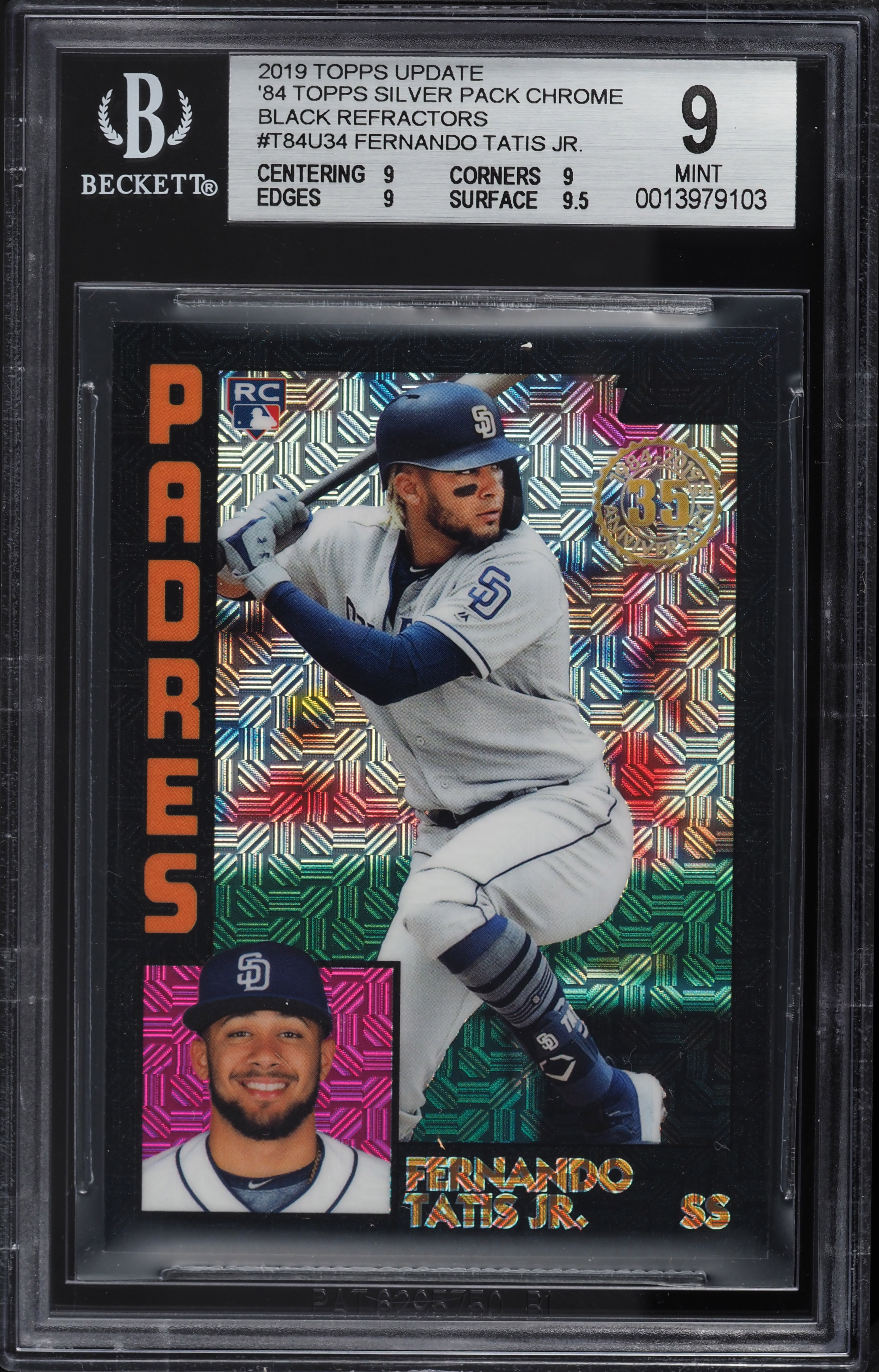 2019 Topps タティス jr　RC直書きサイン　/199 2019 Topps Update '84 Silver Chrome Black Ref. Fernando Tatis Jr