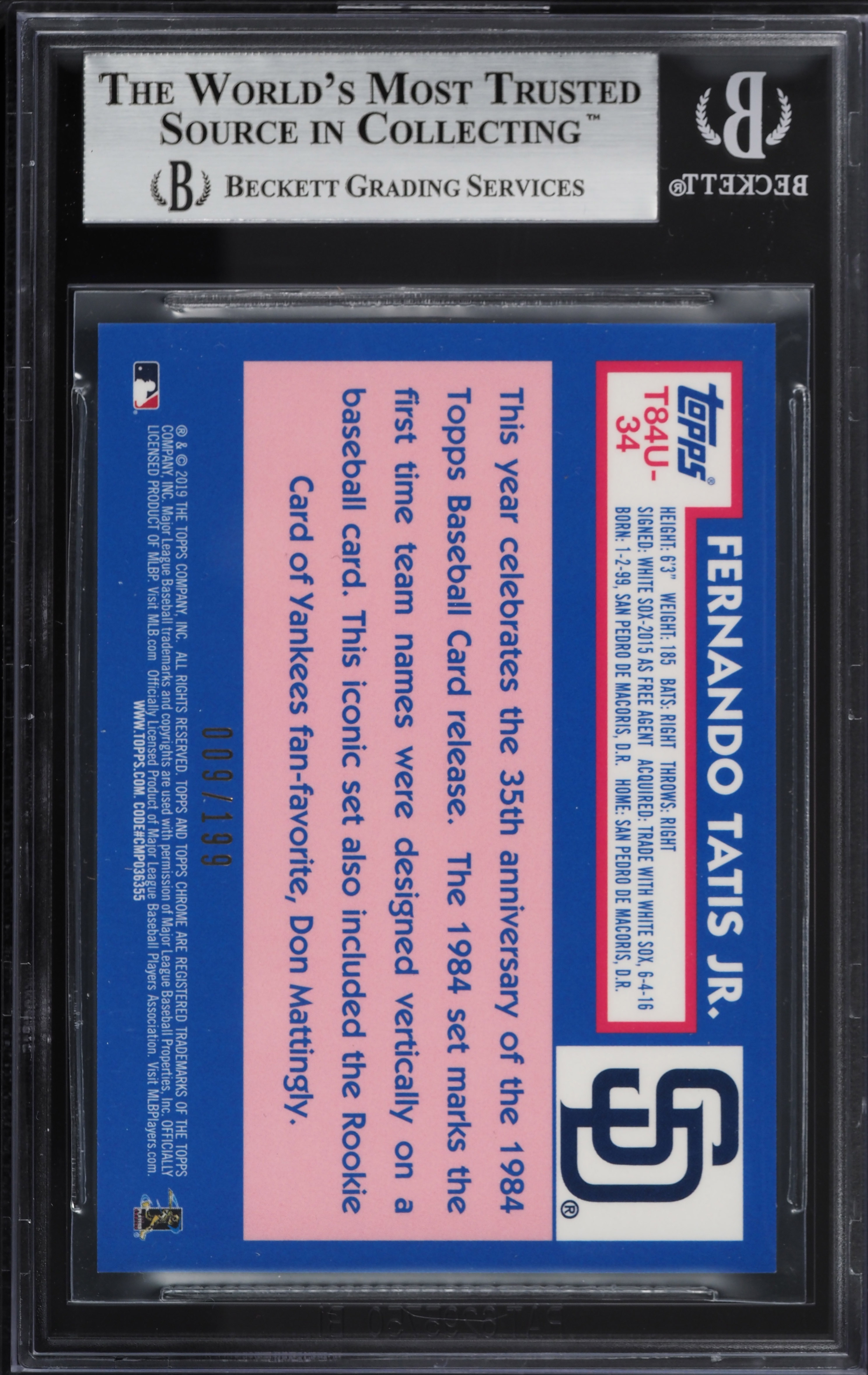 2019 Topps Update '84 Silver Chrome Black Ref. Fernando Tatis Jr