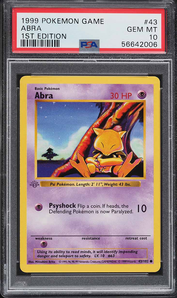 first edition abra pokemon card [1st Edition] #43 Prices | Base Set [P] Psyshock (10) Flip a coin 1999 Pokemon Base Set Shadowless