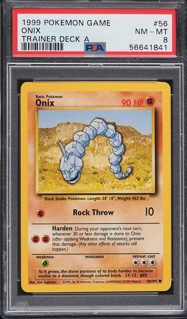 1999 Pokemon Trainer Deck A Onix #56 PSA 8 NM-MT 1999 Pokemon Trainer Deck A Onix #56 PSA 8 NM-MT