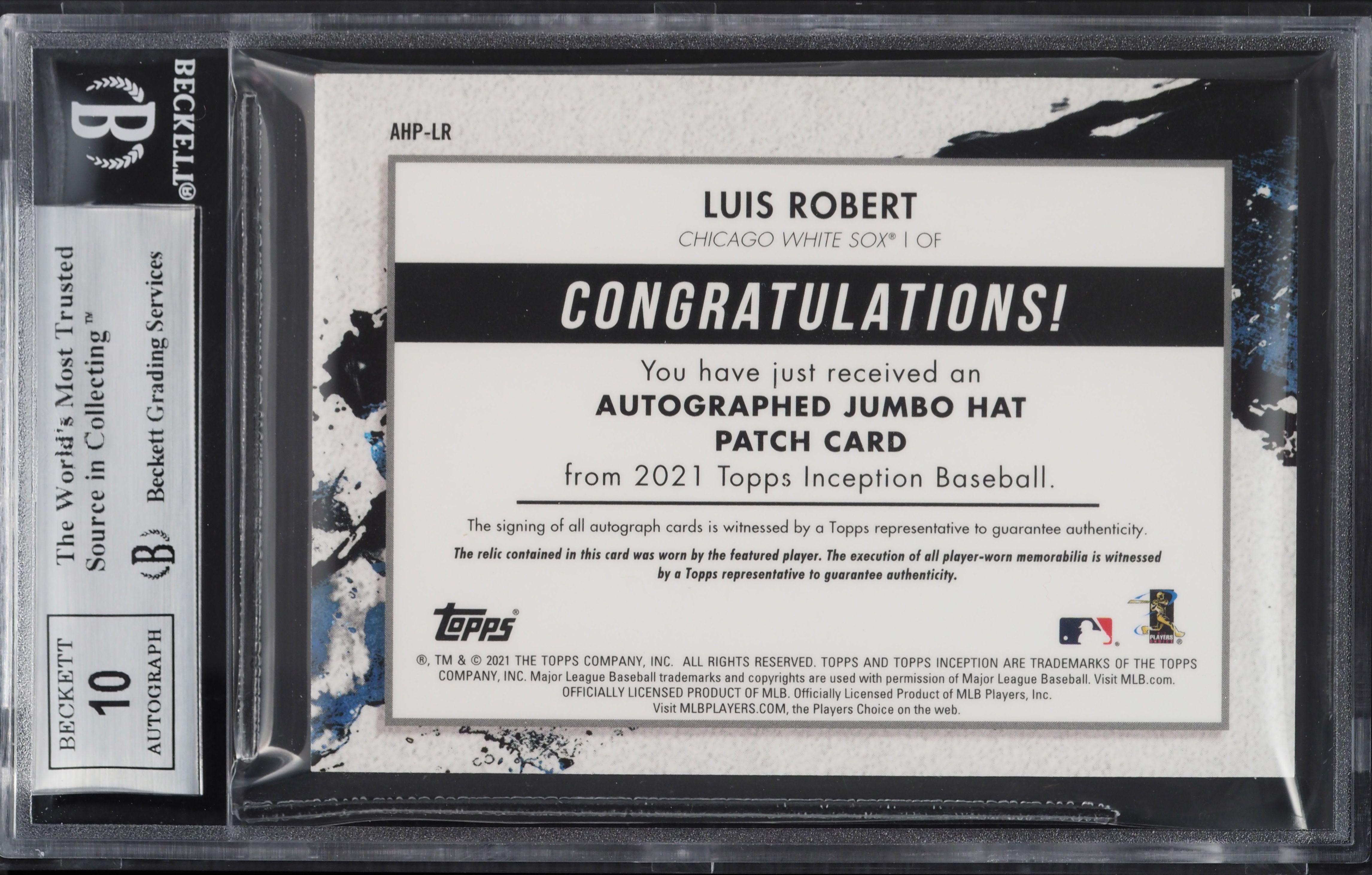 2021 Topps Inception Team Logo Luis Robert ROOKIE PATCH AUTO 1/5