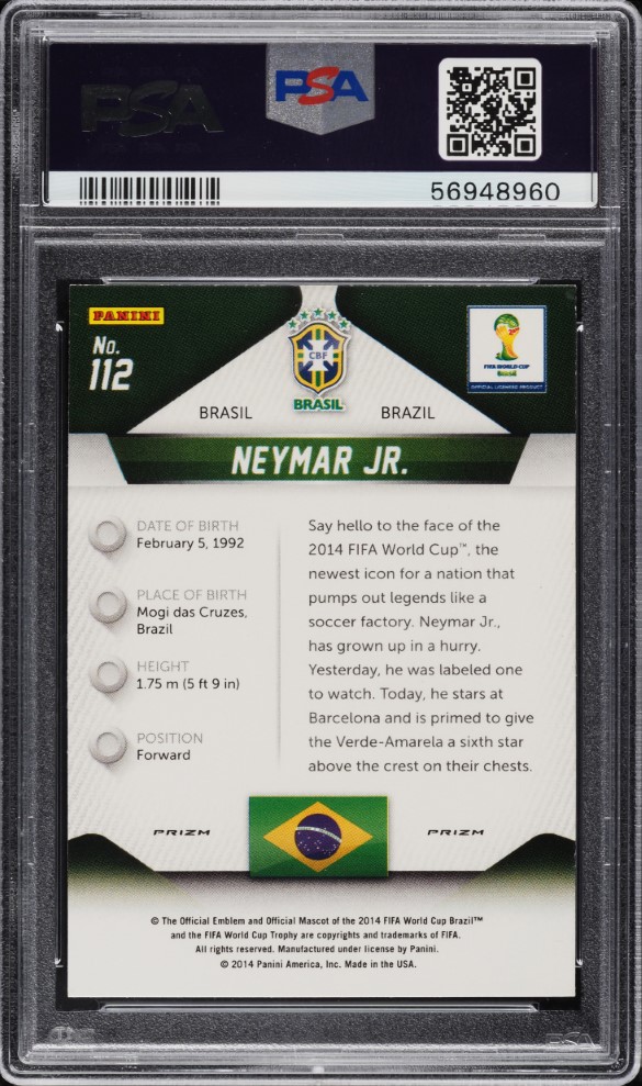 2014 Panini Prizm World Cup Yellow & Red Pulsar Neymar Jr. #112 PSA 10 GEM MINT