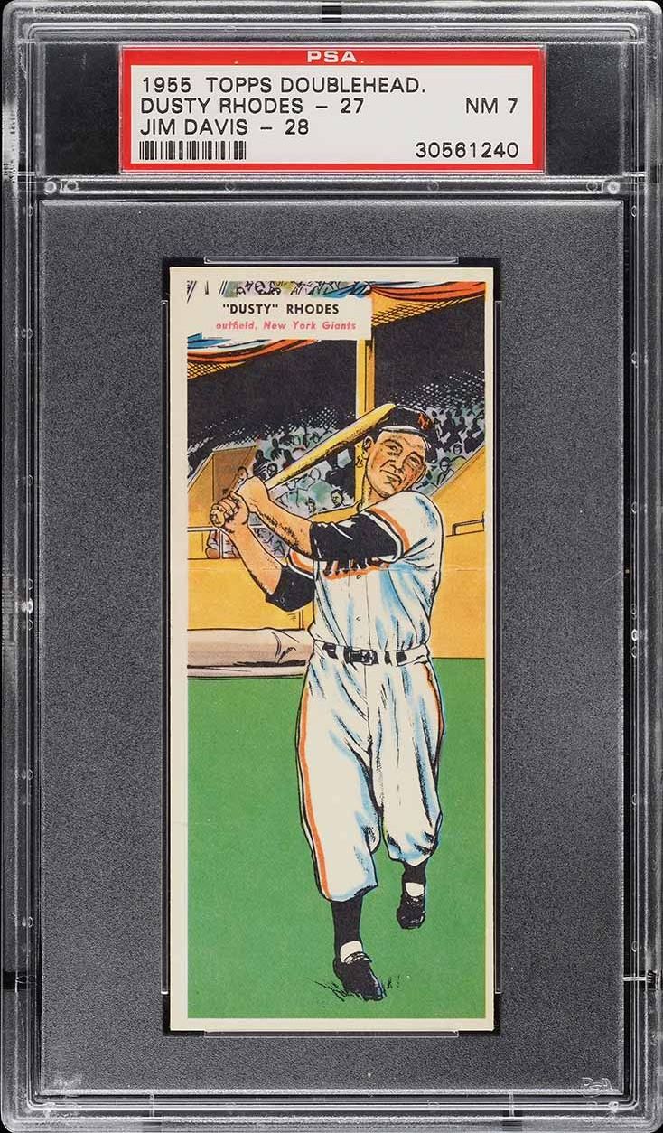 1955 Topps Doubleheaders Dusty Rhodes & Jim Davis #27/28 PSA 7 NRMT