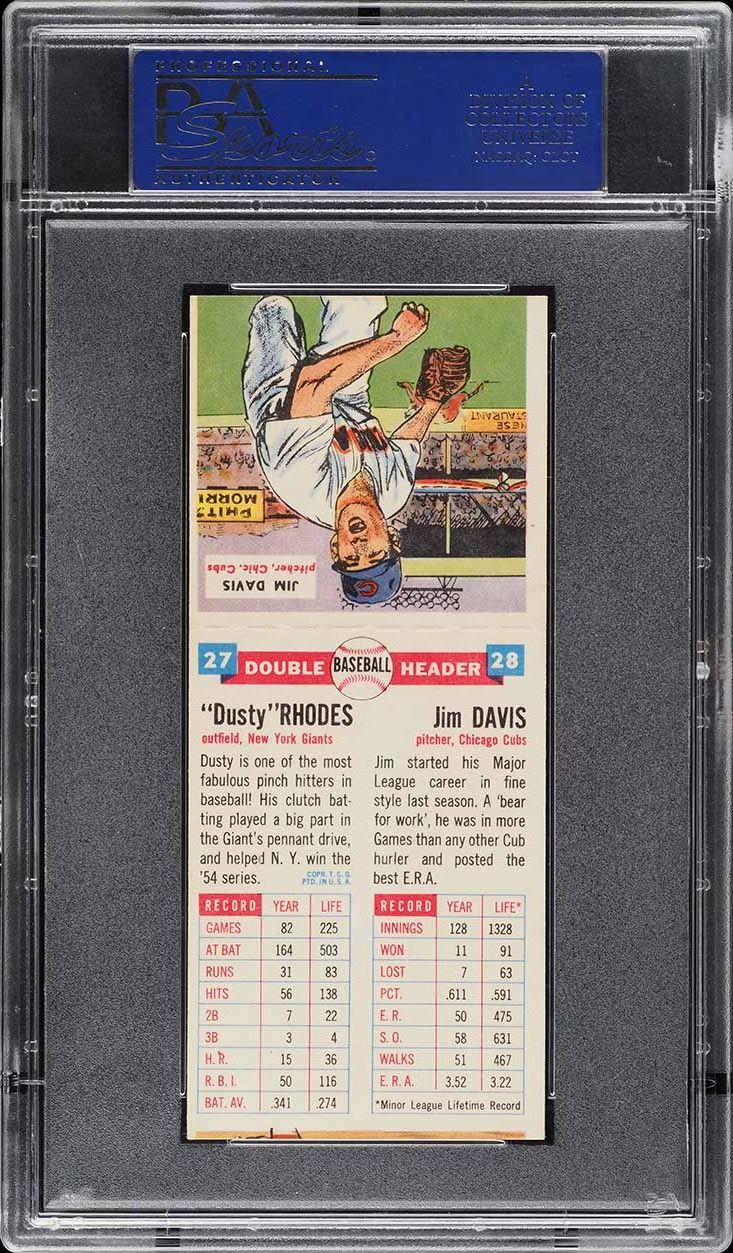 1955 Topps Doubleheaders Dusty Rhodes & Jim Davis #27/28 PSA 7 NRMT