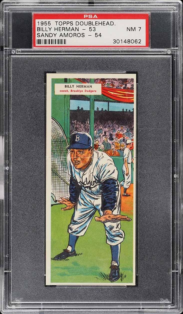 1955 Topps Double Headers Billy Herman & Sandy Amoros #53/54 PSA 7 NRMT