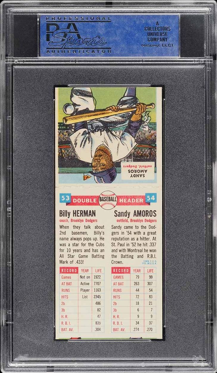 1955 Topps Double Headers Billy Herman & Sandy Amoros #53/54 PSA 7 NRMT