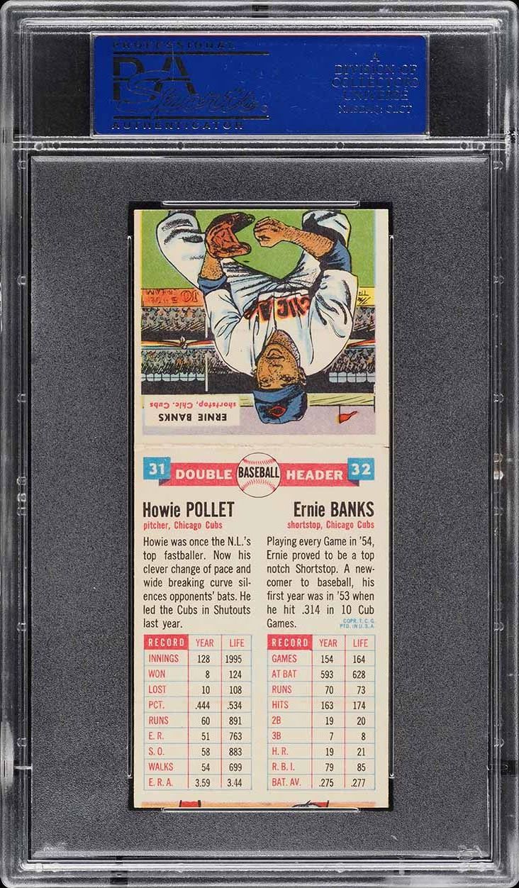 1955 Topps Doubleheaders Howie Pollet & Ernie Banks #31/32 PSA 7 NRMT