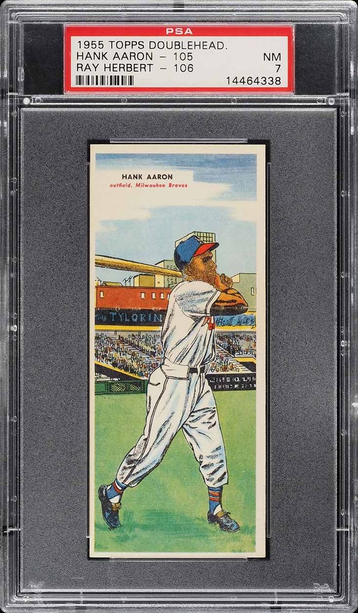1955 Topps Doubleheaders Hank Aaron & Ray Herbert #105/106 PSA 7 NRMT