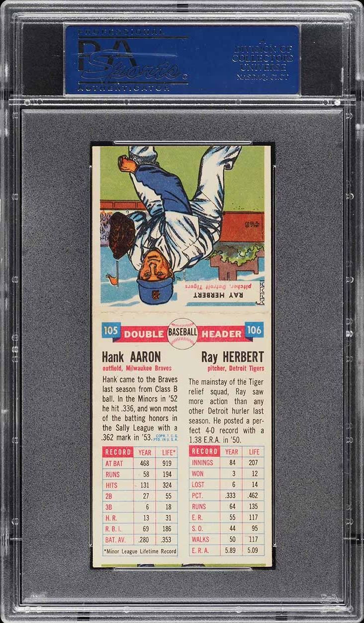 1955 Topps Doubleheaders Hank Aaron & Ray Herbert #105/106 PSA 7 NRMT