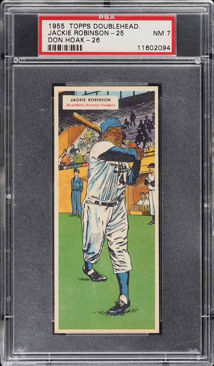 1955 Topps Doubleheaders Jackie Robinson & Don Hoak #25/26 PSA 7 NRMT
