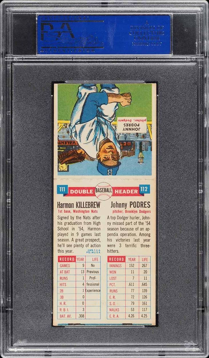 1955 Topps Doubleheaders Johnny Podres & Harmon Killebrew RC #111/112 PSA 7 NRMT