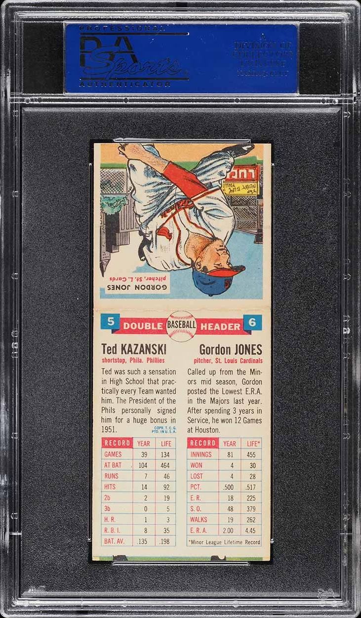 1955 Topps Doubleheaders Ted Kazanski & Gordon Jones #5/6 PSA 7 NRMT