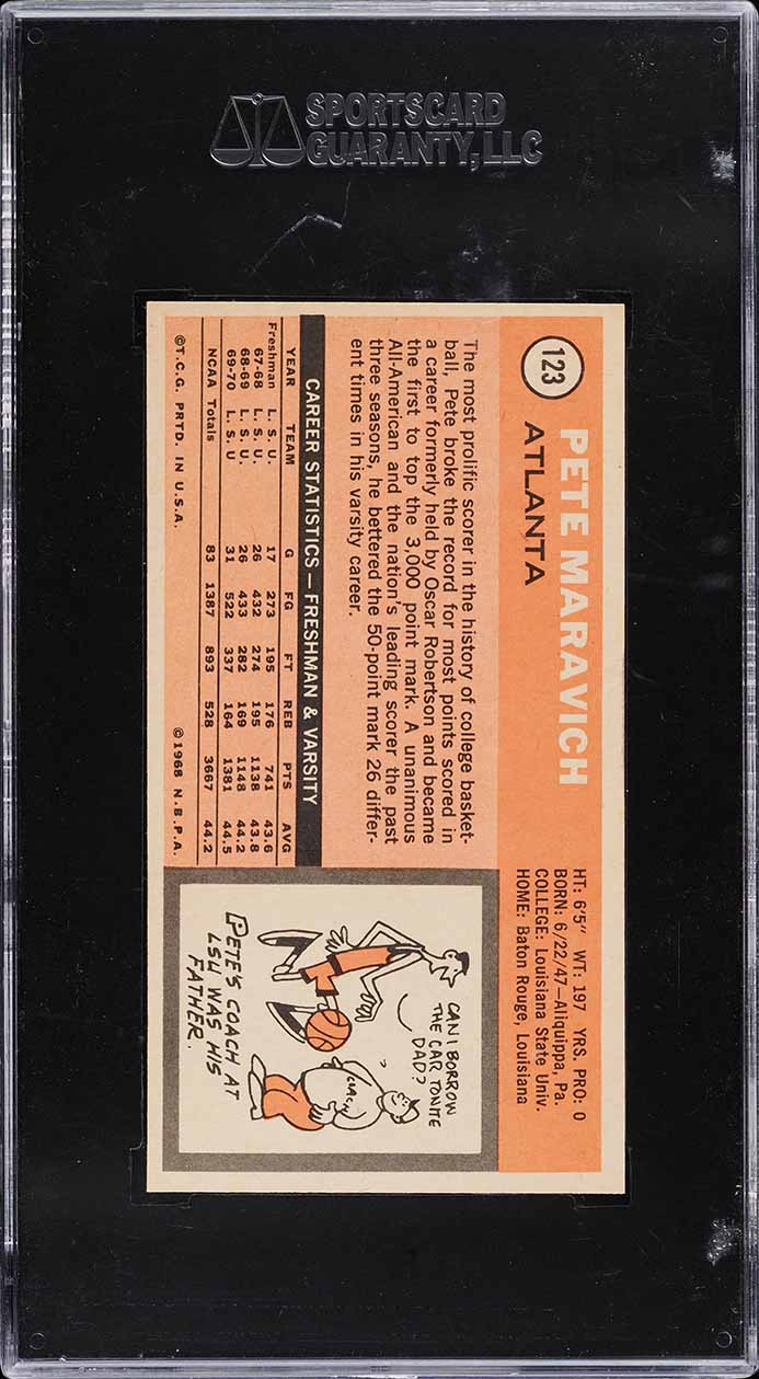 1970 Topps Basketball Pete Maravich ROOKIE #123 SGC 6 EXMT