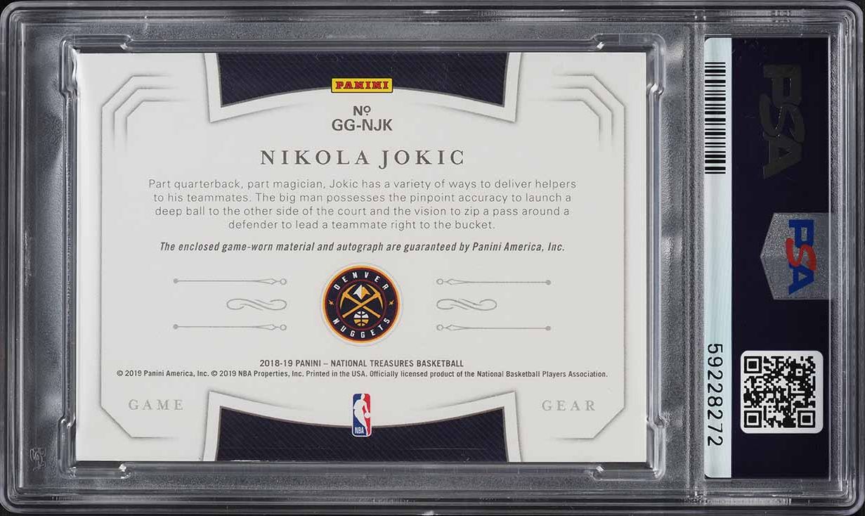 2018 National Treasures Game Gear Nikola Jokic PATCH AUTO DNA 9 