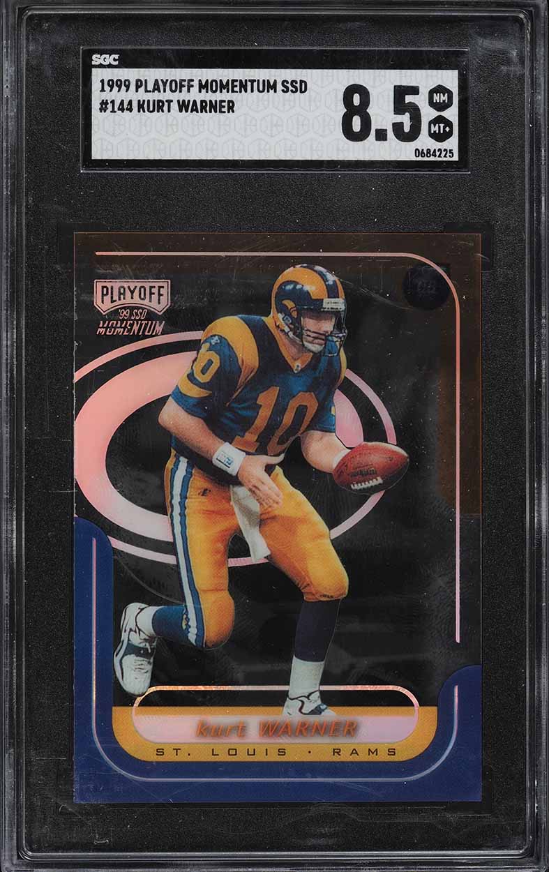 1999 Playoff Momentum SSD Kurt Warner ROOKIE #144 SGC 8.5 NM-MT+