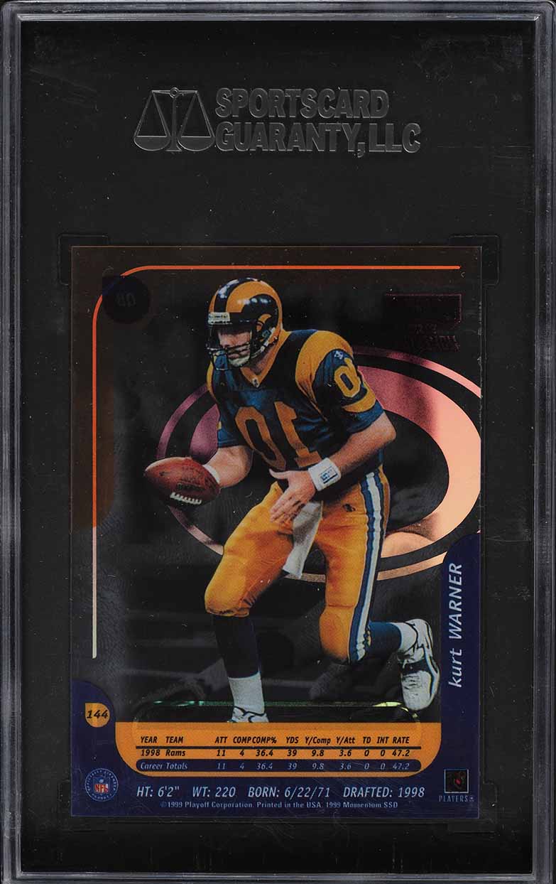 1999 Playoff Momentum SSD Kurt Warner ROOKIE #144 SGC 8.5 NM-MT+
