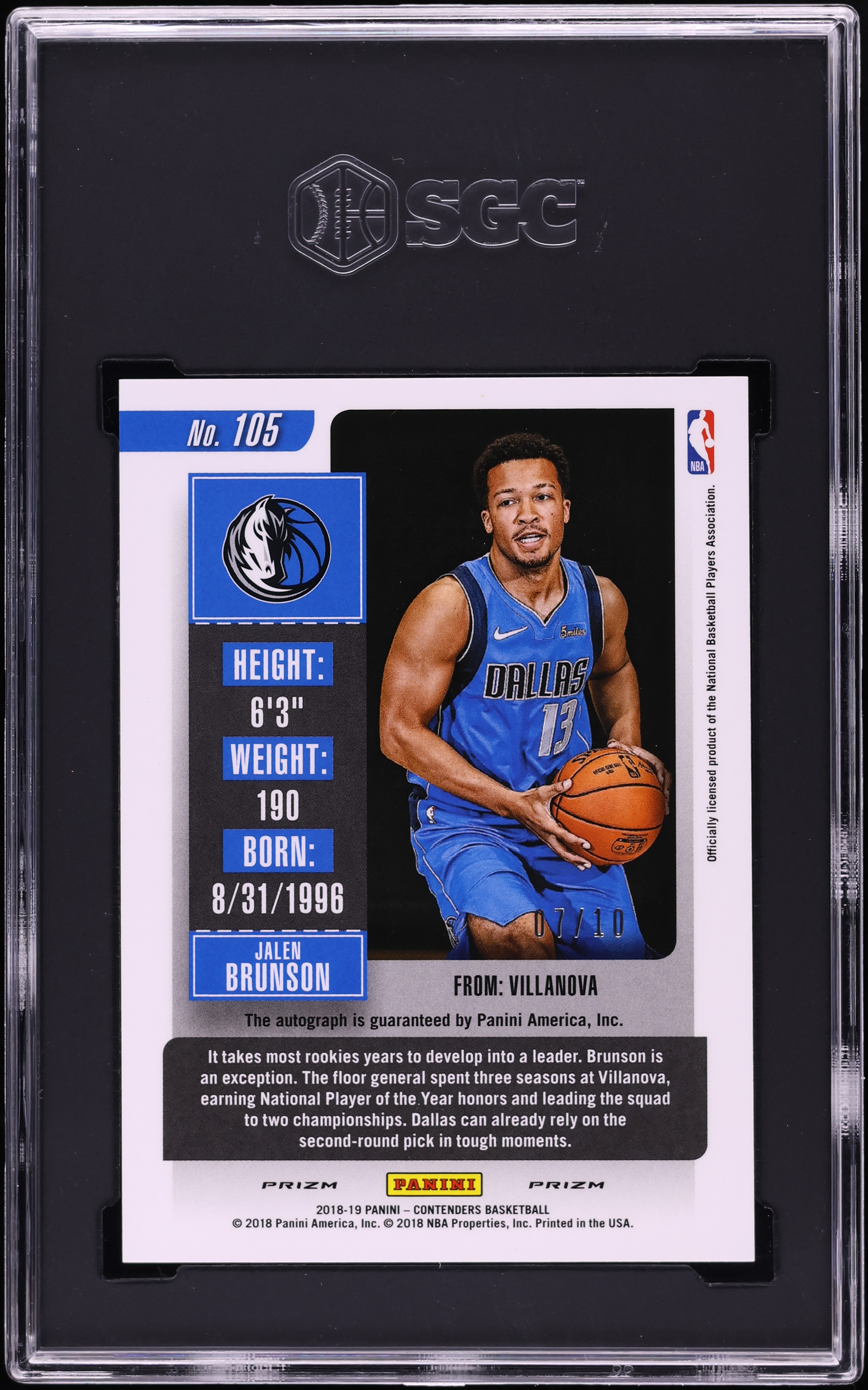2018 Panini Contenders Premium Gold Jalen Brunson ROOKIE AUTO /10 