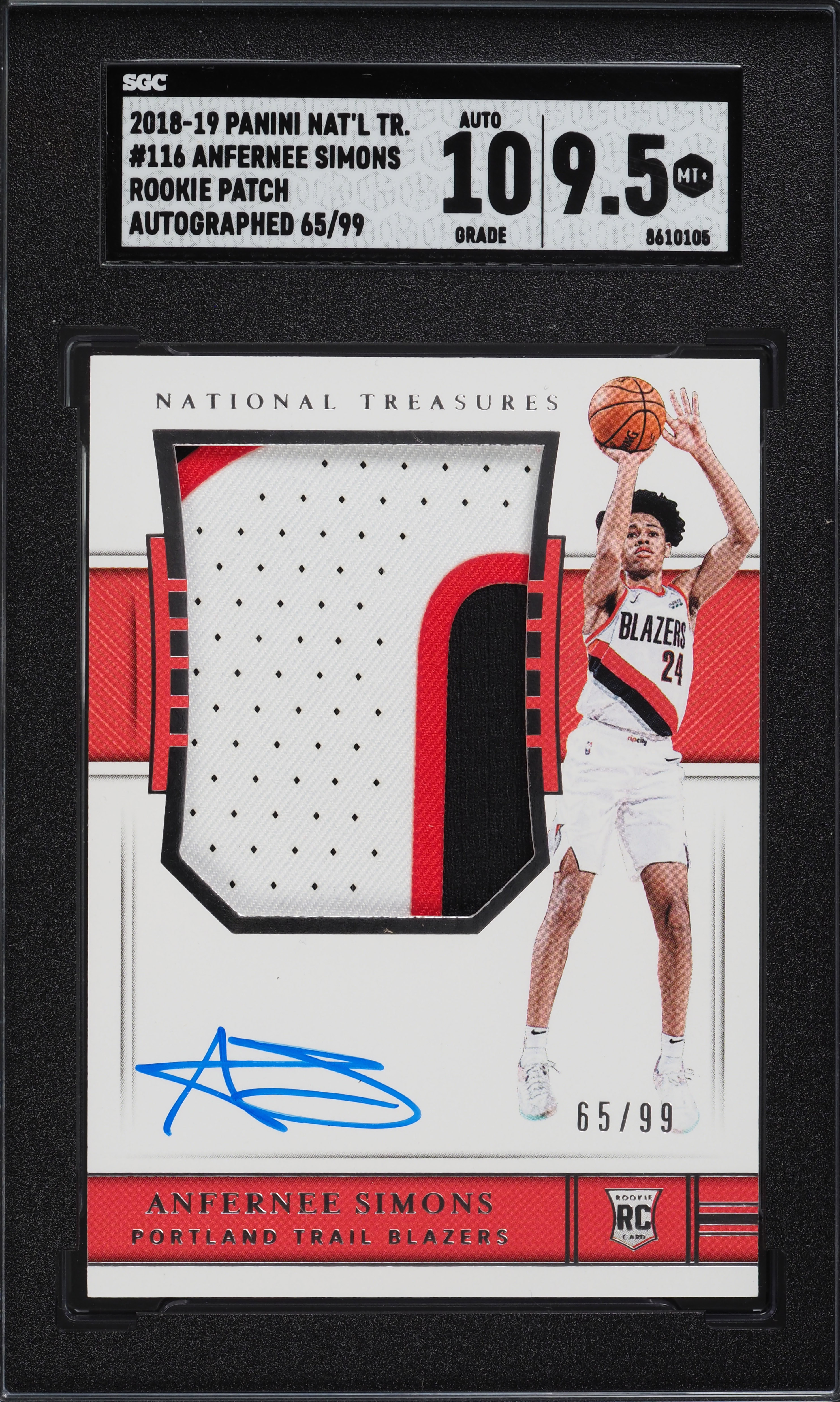 2018 National Treasures Anfernee Simons ROOKIE PATCH AUTO