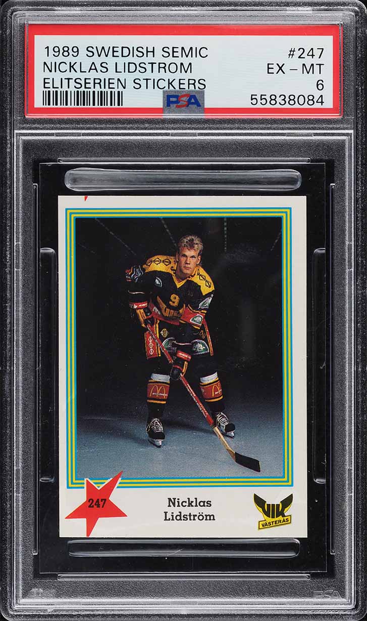1989 Swedish Semic Elitserien Stickers Nicklas Lidstrom ROOKIE #247 PSA 6 EXMT