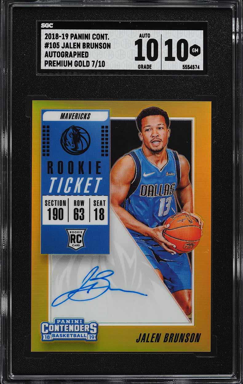 2018 Panini Contenders Premium Gold Jalen Brunson ROOKIE AUTO /10 #105 SGC 10