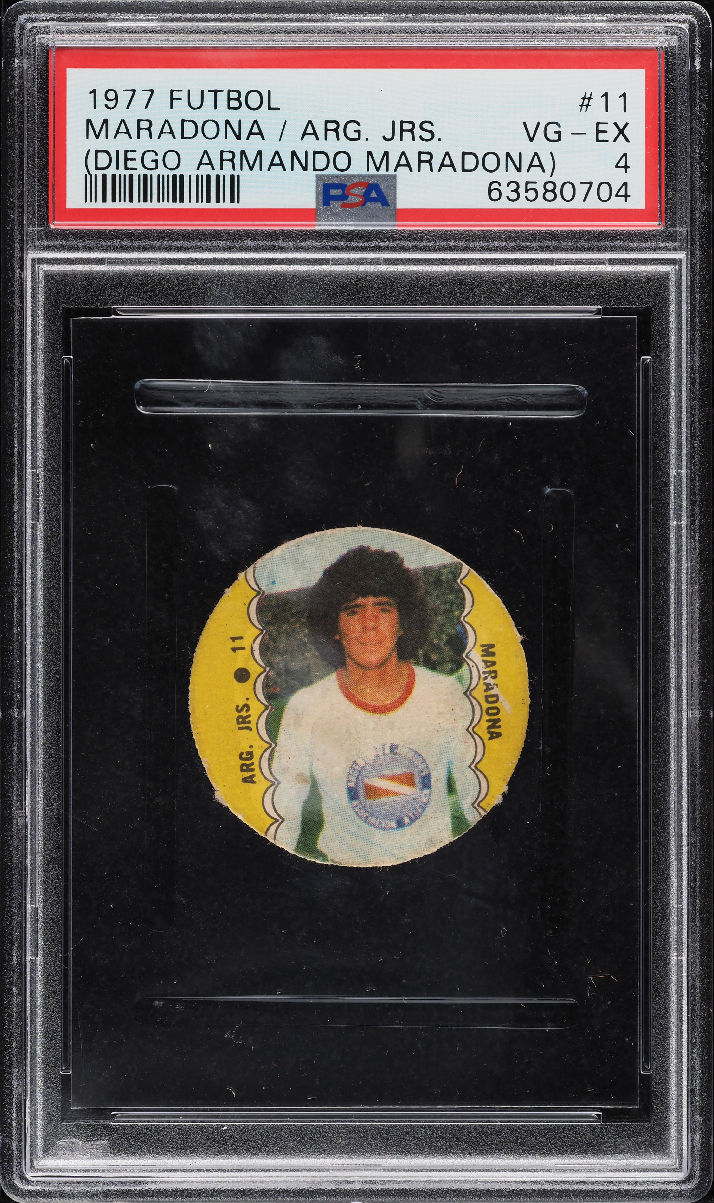 1977 Futbol Discs Soccer Diego Maradona ROOKIE #11 PSA 4 VGEX on