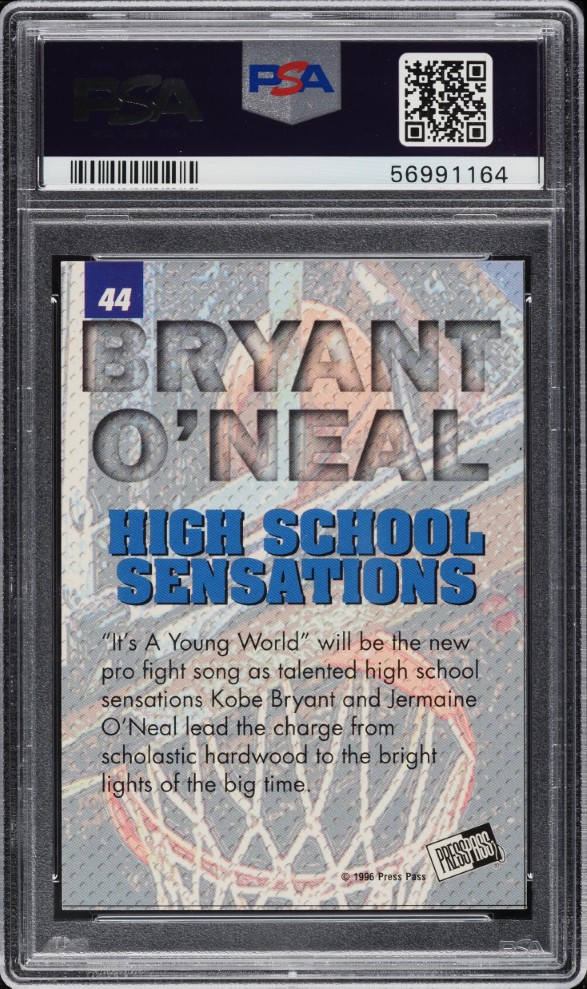 1996 Press Pass H.S. Sensations Silver O'Neal Kobe Bryant ROOKIE #44 PSA 9 MINT