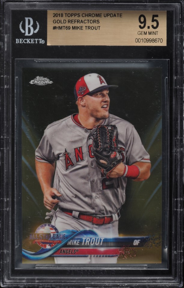 2018 Topps Chrome Update Gold Refractor Mike Trout 50/50 #HMT69 BGS 9.5 GEM MINT