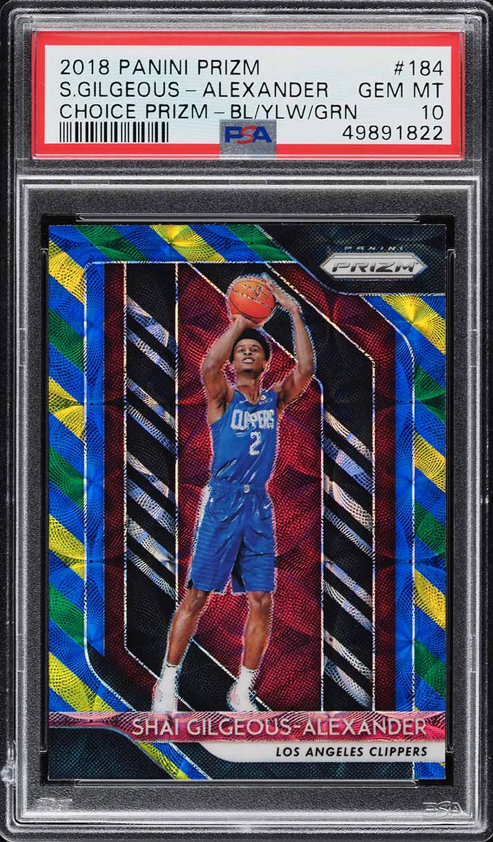 2018 Panini Prizm Choice Blue Yellow Green Shai Gilgeous-Alexander ROOKIE PSA 10
