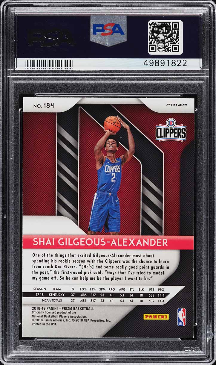 2018 Panini Prizm Choice Blue Yellow Green Shai Gilgeous-Alexander ROOKIE PSA 10