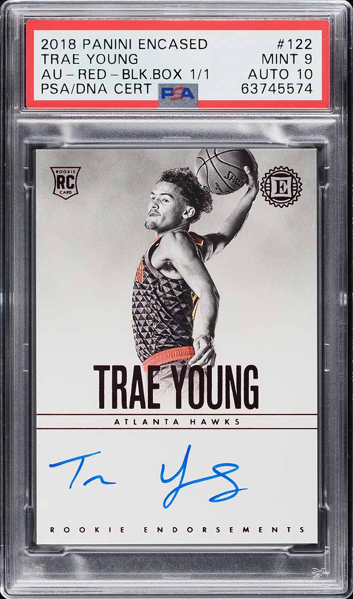 2018 Panini Prizm Black Prizms Trae Young ROOKIE RC 1/1 #78 BGS 9
