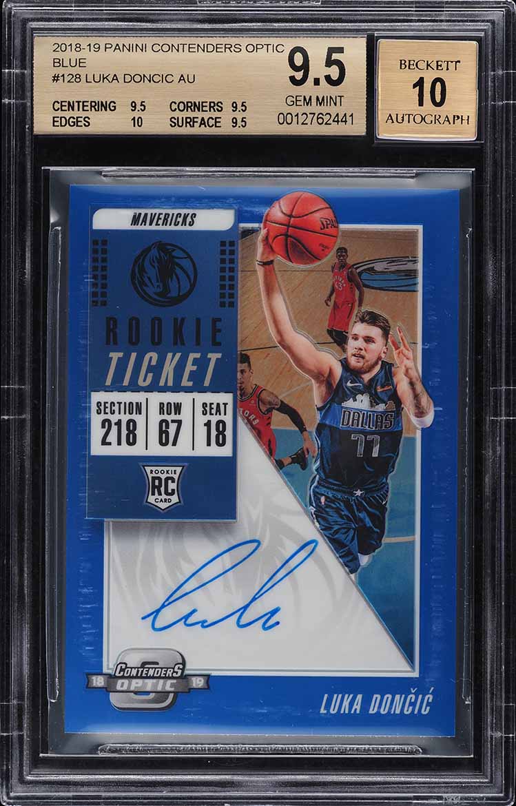 2018 Panini Contenders Optic Blue Luka Doncic ROOKIE AUTO /99 #128 BGS 9.5