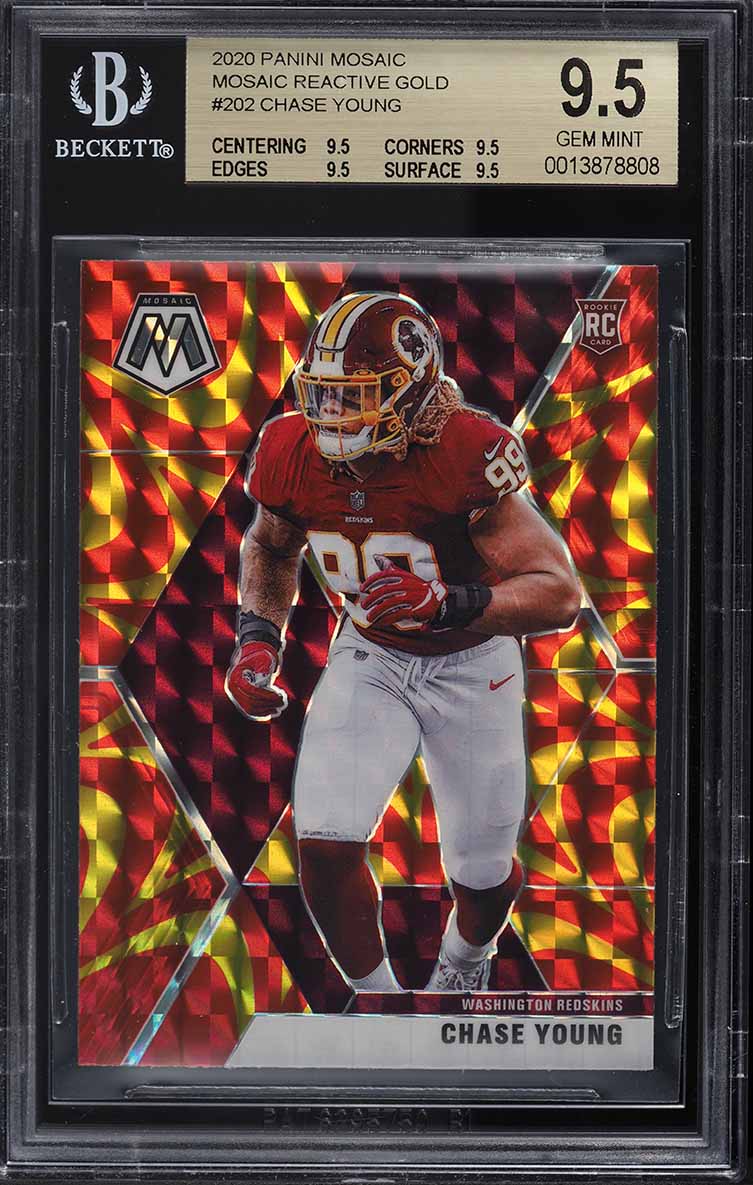 2020 Panini Mosaic Reactive Gold Chase Young ROOKIE #202 BGS 9.5 GEM MINT