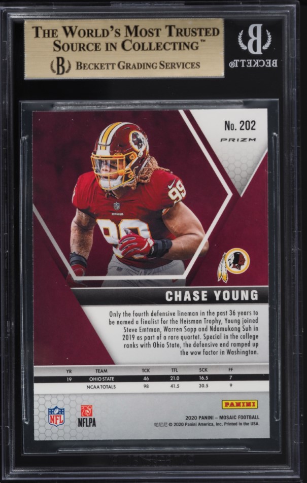 2020 Panini Mosaic Reactive Gold Chase Young ROOKIE #202 BGS 9.5 GEM MINT