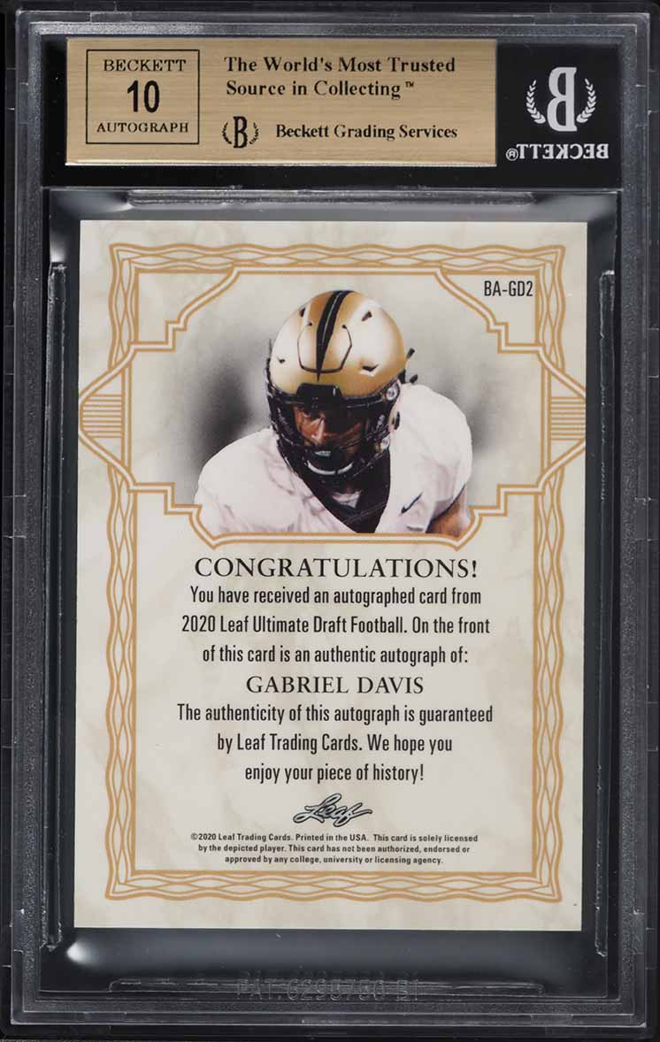 2020 Leaf Ultimate Draft Purple Gabriel Davis ROOKIE AUTO 1/1 #BA-GD2 BGS 9.5